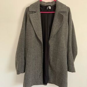H&M Gray Herringbone Trench Coat